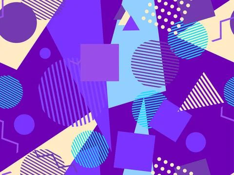 Memphis seamless pattern. Geometric elements memphis in the style of 80's Illustrazione stock