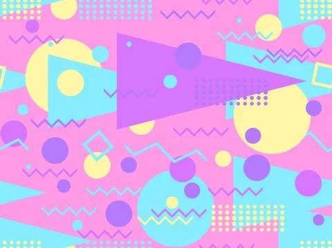 Memphis seamless pattern. Geometric elements memphis in the style of 80's. Stock Illustration