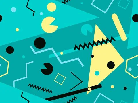 Memphis seamless pattern. Geometric elements memphis in the style of 80's Stock Illustration