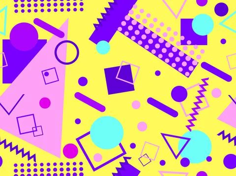 Memphis seamless pattern. Geometric elements memphis in the style of 80's Stock Illustration