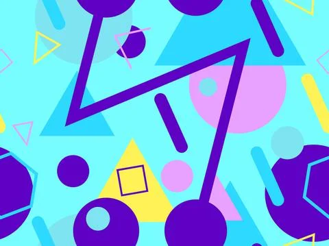 Memphis seamless pattern. Geometric elements memphis in the style of 80's Stock Illustration