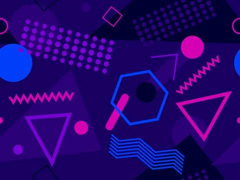 Memphis seamless pattern. Geometric elements memphis in the style of 80's Stock Illustration