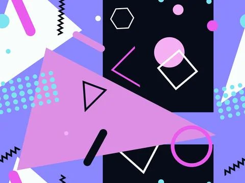 Memphis seamless pattern. Geometric elements memphis in the style of 80's Stock Illustration