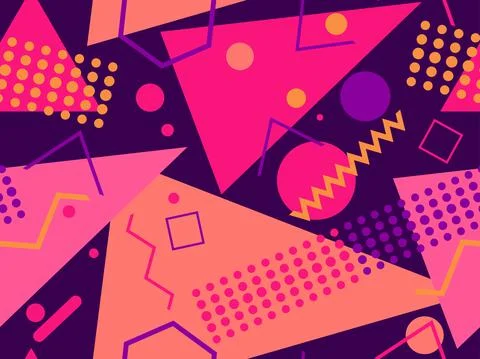Memphis seamless pattern. Geometric elements memphis in the style of 80's Stock Illustration