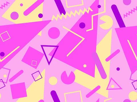 Memphis seamless pattern. Geometric elements memphis in the style of 80's Stock Illustration