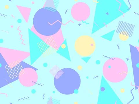 Memphis seamless pattern. Geometric elements memphis in the style of 80's Stock Illustration