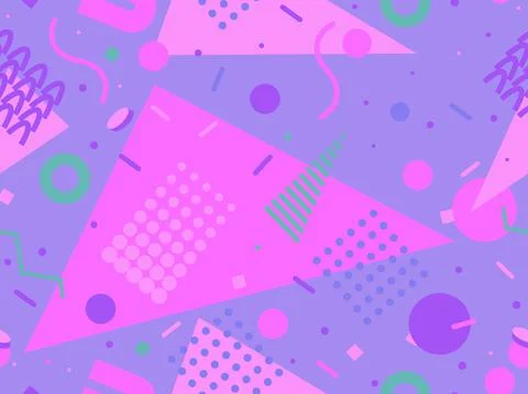 Memphis seamless pattern. Geometric elements memphis in the style of 80's. Tr 스톡 일러스트