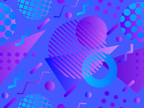 Memphis seamless pattern with geometric gradient shapes. Colorful geometric p Stock Illustration