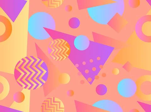 Memphis seamless pattern with geometric gradient shapes. Colorful geometric p イラスト素材