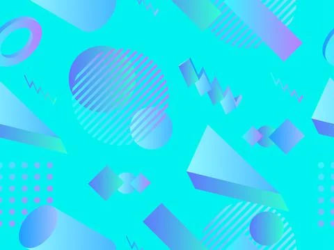 Memphis seamless pattern with geometric gradient shapes. Geometric pattern in Stock Illustration