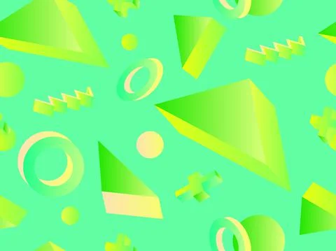 Memphis seamless pattern with geometric gradient shapes. Geometric pattern in イラスト素材