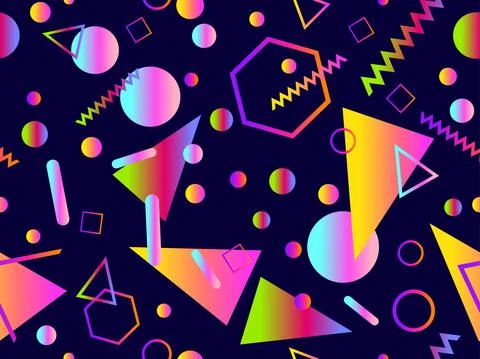 Memphis seamless pattern with geometric gradient shapes. Colorful geometric p Stockillustratie