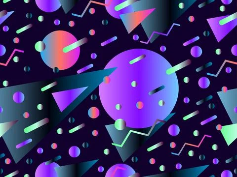 Memphis seamless pattern with geometric gradient shapes. Colorful geometric.. Stockillustratie