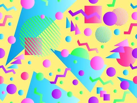 Memphis seamless pattern with geometric gradient shapes. Colorful geometric.. Stock-Illustration