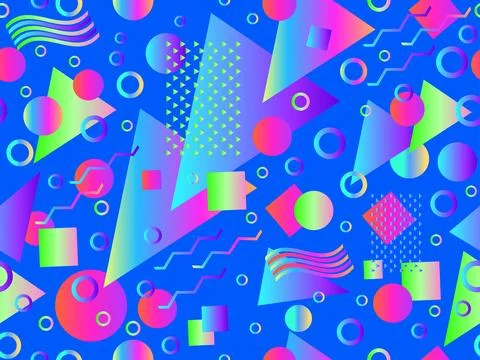 Memphis seamless pattern with geometric gradient shapes. Colorful geometric.. イラスト素材