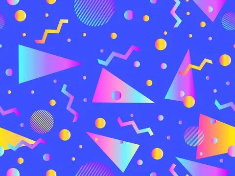 Memphis seamless pattern with geometric gradient shapes. Colorful geometric.. イラスト素材