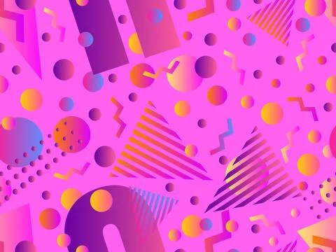 Memphis seamless pattern with geometric gradient shapes. Colorful geometric.. Stockillustratie