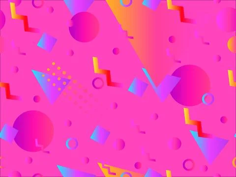 Memphis seamless pattern with geometric gradient shapes. Colorful geometric.. Stock Illustration