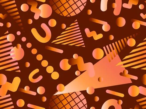 Memphis seamless pattern with geometric gradient shapes. Colorful geometric.. Stock Illustration