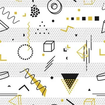 Memphis seamless pattern - geometric mosaic shapes. Fashion 80-90s. 库存插图
