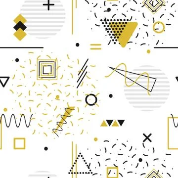 Memphis seamless pattern - geometric mosaic shapes. Fashion 80-90s. 库存插图
