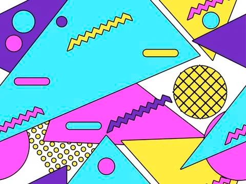 Memphis seamless pattern. Geometric objects with stroke, style of 80s. Bauhau Stockillustratie