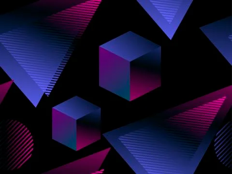 Memphis seamless pattern. Geometric shapes in the style of 80s, isometric. Ba Illustrazione stock