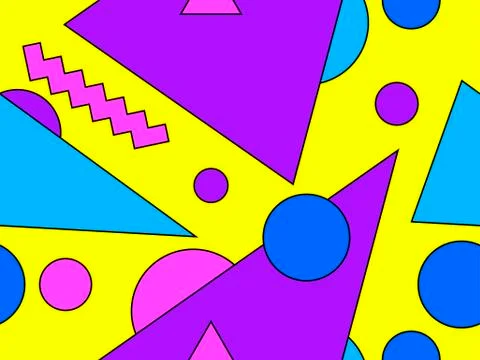 Memphis seamless pattern with geometric shapes in the style of 80s.  Colorful Illustrazione stock
