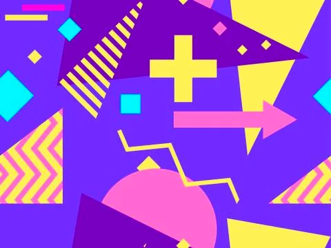 Memphis seamless pattern. Geometric shapes in the style of 80s. For promotion Illustrazione stock