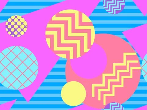 Memphis seamless pattern with geometric shapes in the style of the 80s. Eight Stock Illustration