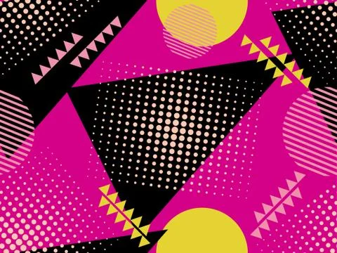 Memphis seamless pattern with geometric shapes in the style of the 80s. Eight Stock-Illustration