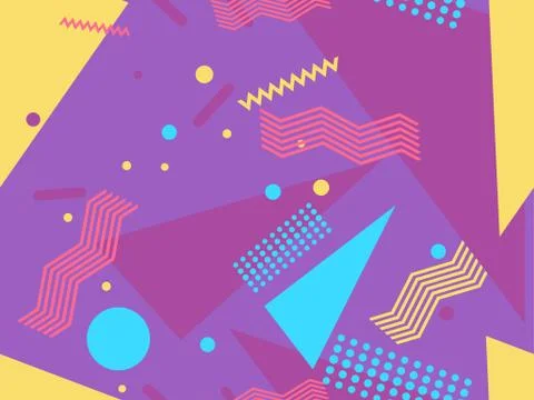 Memphis seamless pattern with geometric shapes in the style of the 80s. Eight Stock-Illustration