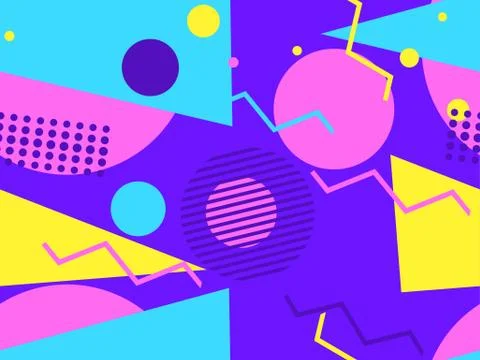 Memphis seamless pattern with geometric shapes in the style of the 80s. Eight Stock Illustration