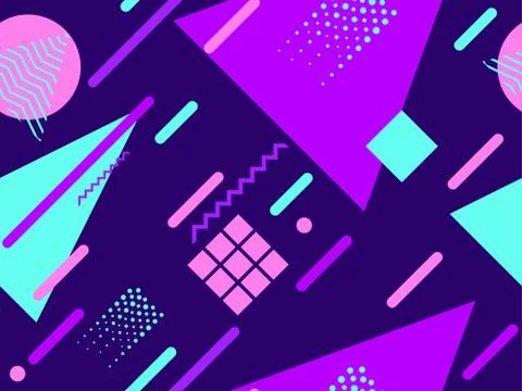 Memphis seamless pattern with geometric shapes in the style of the 80s. Eight Stock Illustration