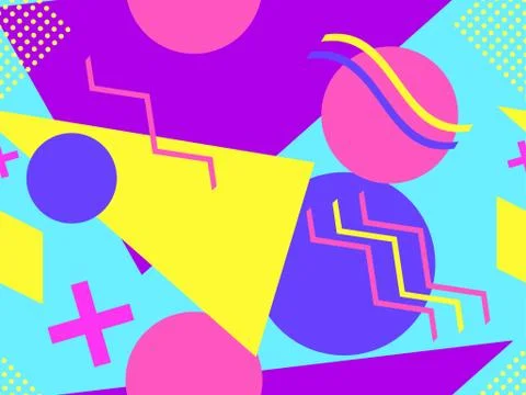 Memphis seamless pattern with geometric shapes in the style of the 80s. Eight Stock Illustration
