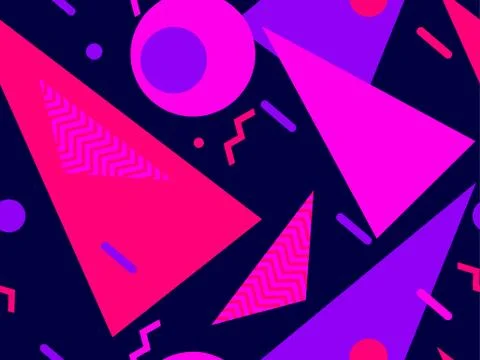 Memphis seamless pattern with geometric shapes in the style of the 80s. Eight Stock-Illustration