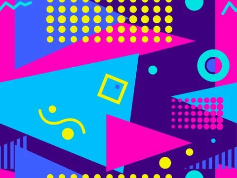 Memphis seamless pattern with geometric shapes in the style of the 80s. Multi Stockillustratie