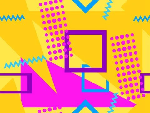 Memphis seamless pattern with geometric shapes in the style of the 80s. Multi Illustrazione stock