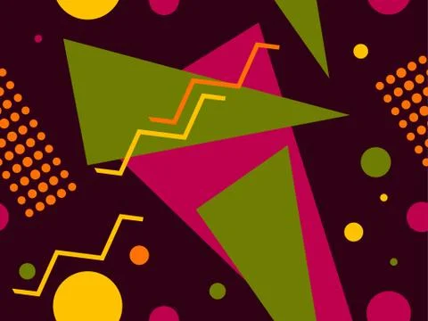 Memphis seamless pattern with geometric shapes in the style of the 80s Illustrazione stock