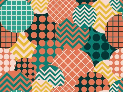 Memphis seamless pattern with geometric shapes in the style of the 80s Stock Illustration