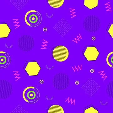 Memphis seamless pattern of geometric shapes for tissue and postcards Stock Illustration