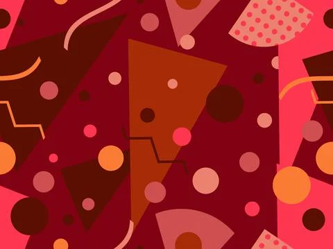 Memphis seamless pattern with geometric shapes in 80s and 90s style. Geometri Stock Illustration
