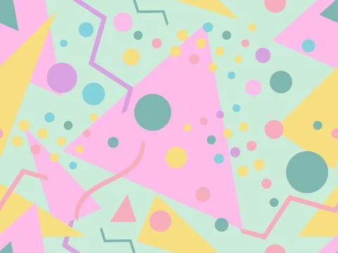 Memphis seamless pattern with geometric shapes in 80s and 90s style. Geometri Stock-Illustration