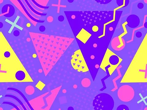 Memphis seamless pattern with geometric shapes in 80s style. Colorful geome.. Stock-Illustration