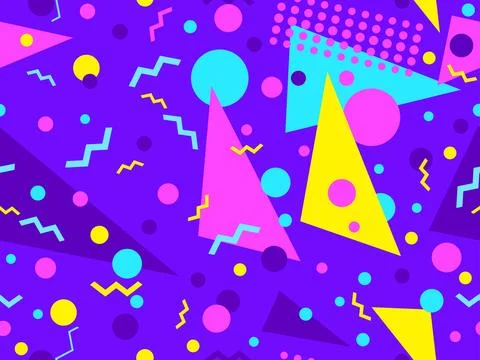 Memphis seamless pattern with geometric shapes in 80s and 90s style. Geomet.. Illustrazione stock