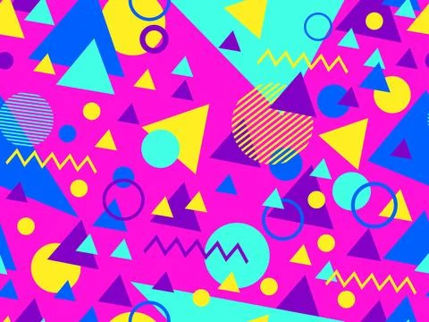 Memphis seamless pattern with geometric shapes in 80s style. Colorful geome.. Stock-Illustration