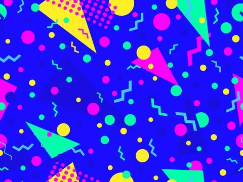Memphis seamless pattern with geometric shapes in 80s and 90s style. Geomet.. Stock-Illustration