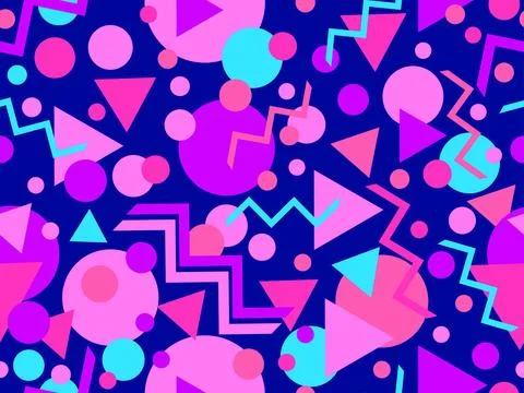 Memphis seamless pattern with geometric shapes in 80s and 90s style. Geomet.. Stock-Illustration