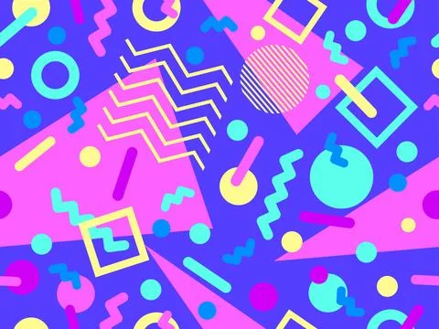 Memphis seamless pattern with geometric shapes in 80s and 90s style. Geomet.. Stock-Illustration