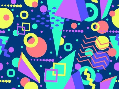 Memphis seamless pattern with geometric shapes in 80s and 90s style. Geomet.. Stock-Illustration